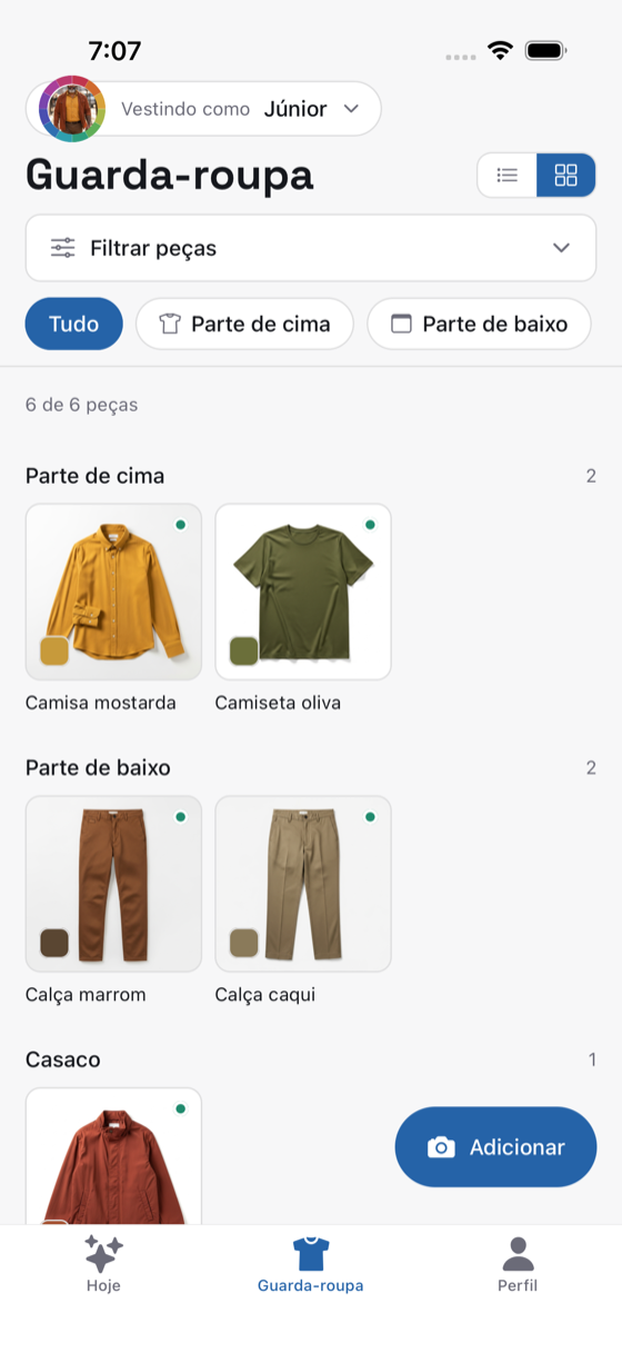 App TOP — Guarda-roupa inteligente