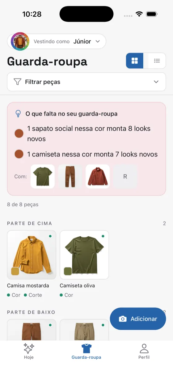 App TOP — Guarda-roupa inteligente